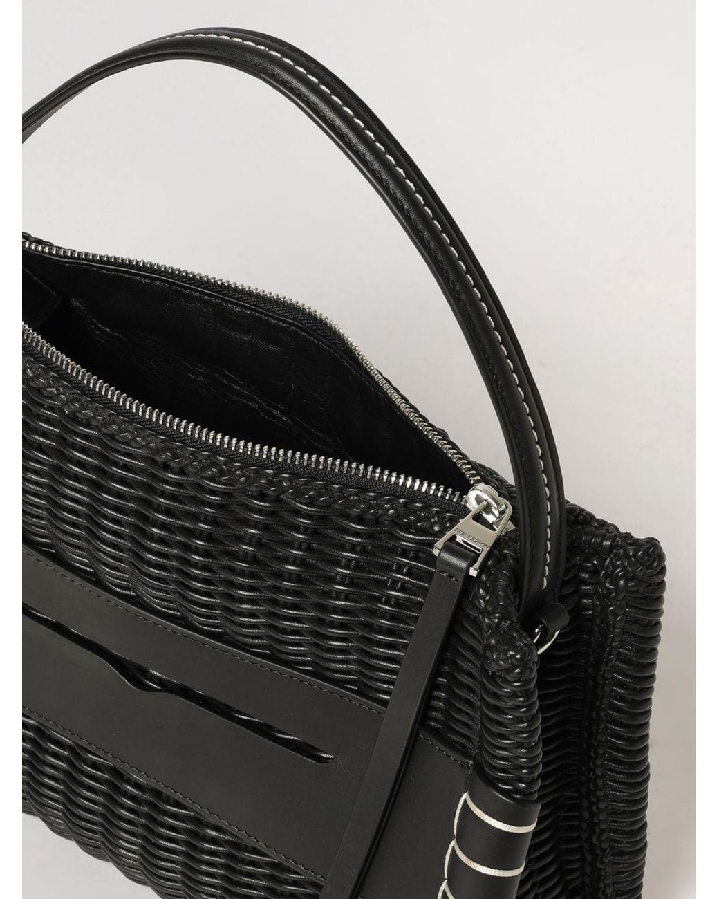 J.W. Anderson Black Medium Loafer Woven Leather Handbag With Embossed Logo