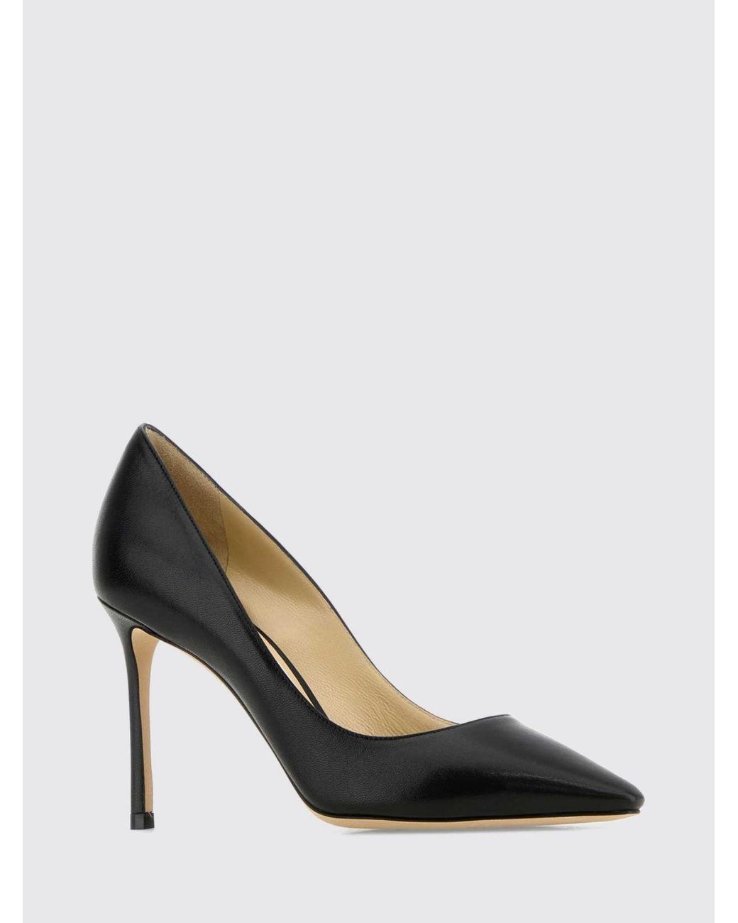 Jimmy Choo Black Romy Smooth Leather High-Heel Court Shoes With Almond Toe