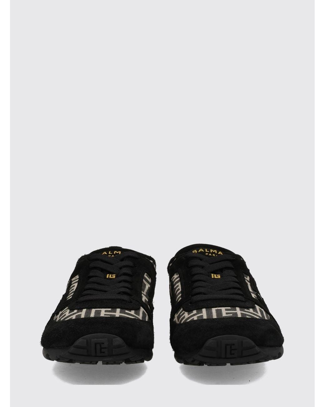Balmain White Pb Monogram Leather And Suede Low-Top Sneakers for men