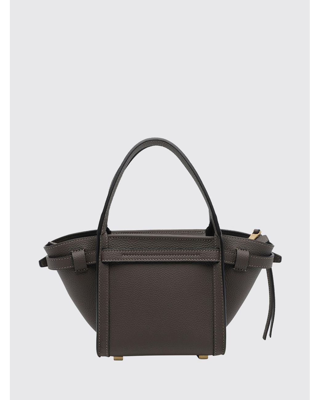 Tod's Gray T Signature Grained Calf Leather Handbag With Shoulder Strap