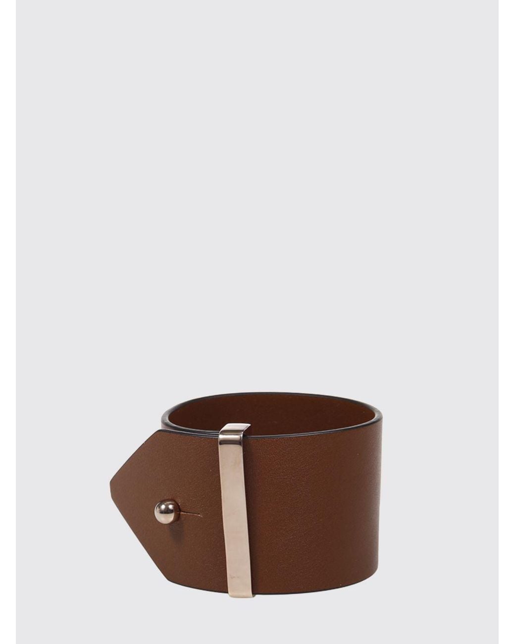Max Mara Brown Tavola Smooth Calfskin Leather Bracelet With Interlocking Clasp