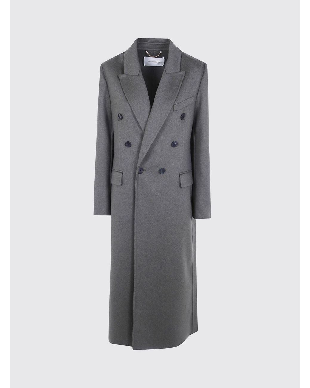 Victoria Beckham Gray Catriona Double-Breasted Wool And Cashmere Blend Long Coat