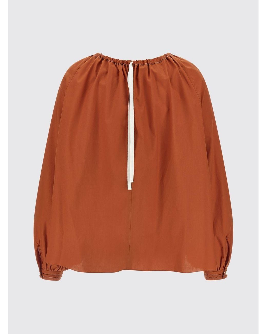 Marni Brown Cotton Long-Sleeved Blouse With Crew Neck