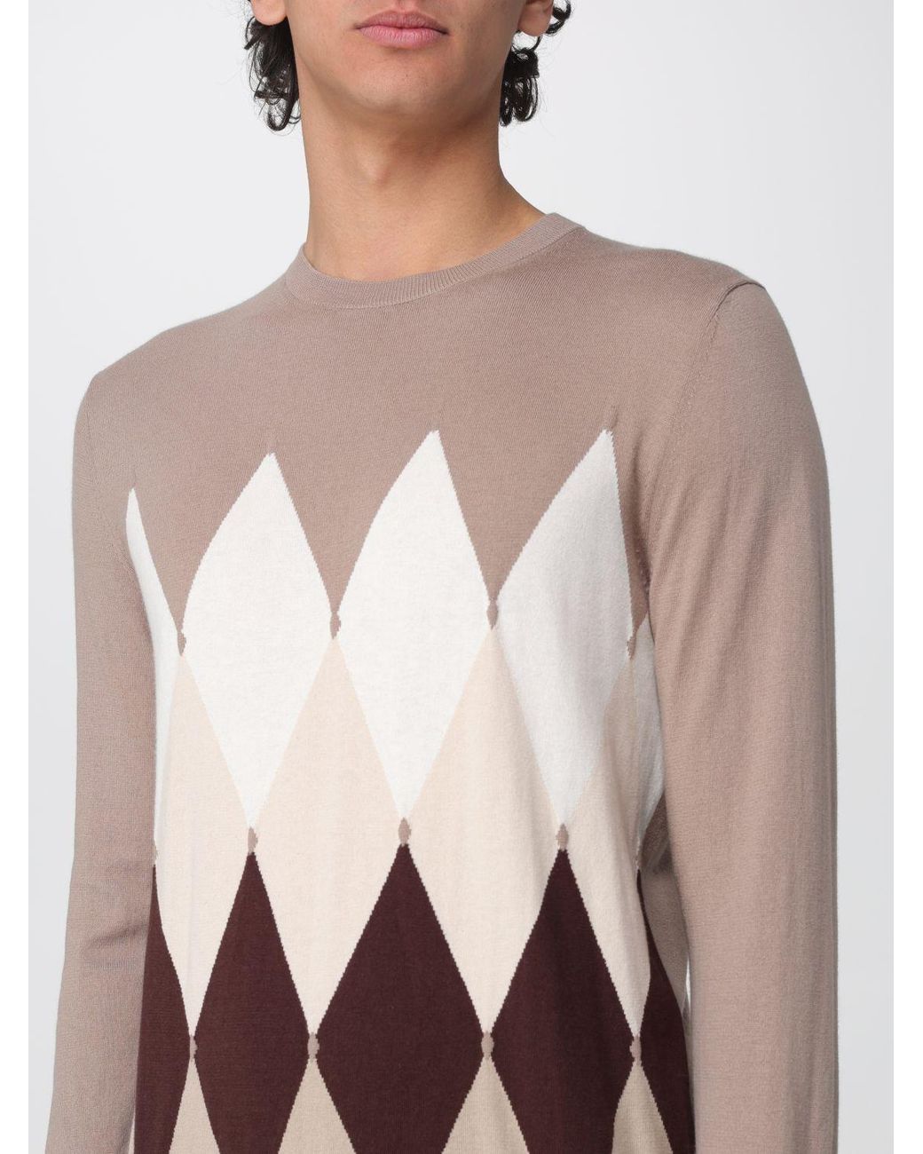 Ballantyne Blue Diamond Pattern Cotton And Cashmere Knit for men