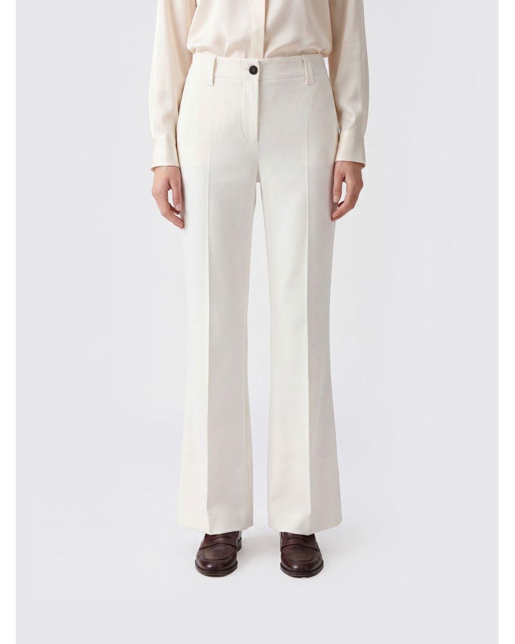 Brunello Cucinelli White Straight Cotton Trousers