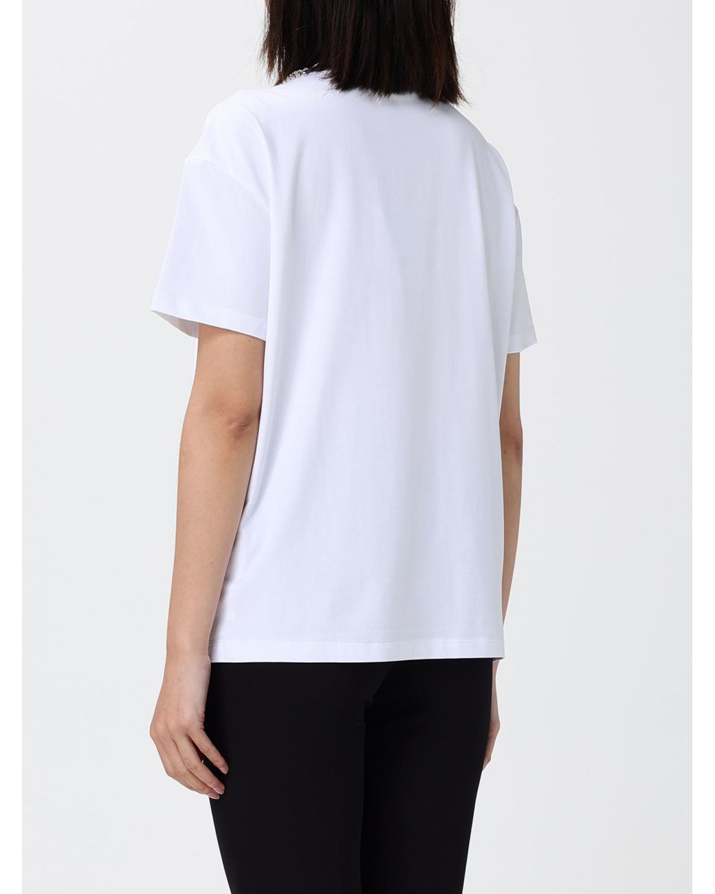 Liu Jo White Cotton T-Shirt With Crystals
