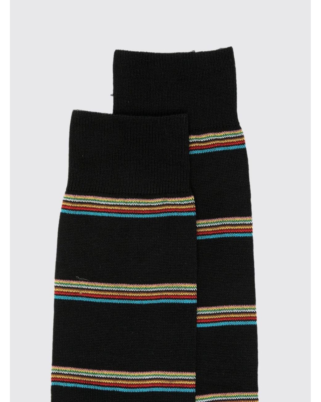 Paul Smith Black Stripe Calf-High Socks for men