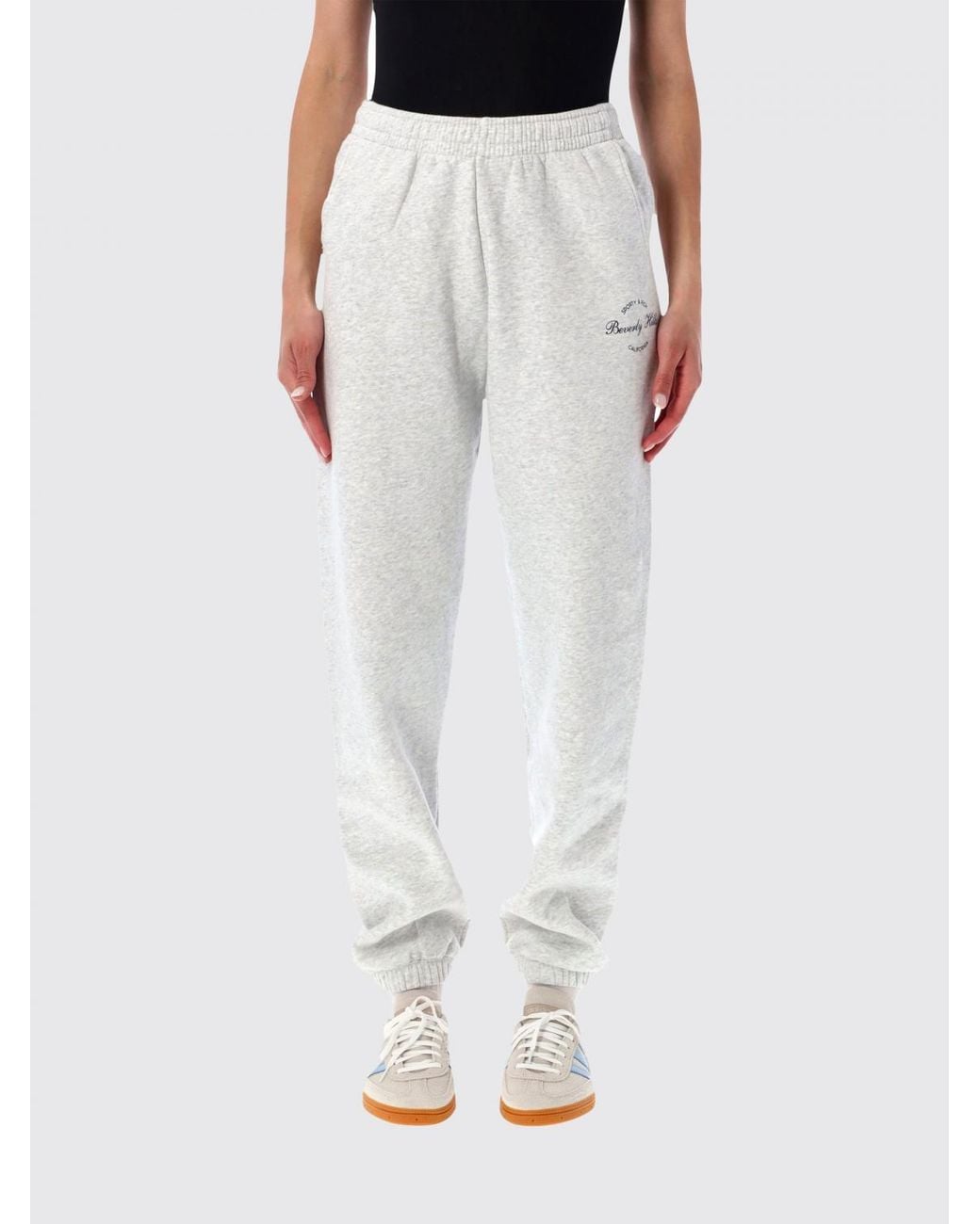 Sporty & Rich White Sporty &Amp Rich High-Waisted Slim-Fit Cotton Jogging Trousers With Logo