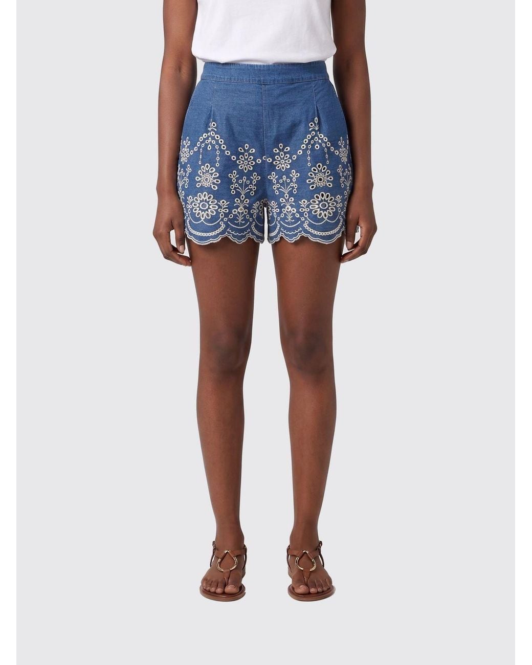 Mc2 Saint Barth Blue Striped Cotton Shorts
