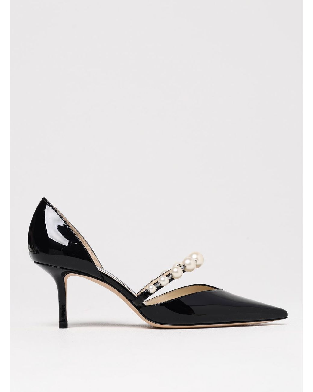 Jimmy Choo Black Aurelie Patent Leather Pumps With Pearls