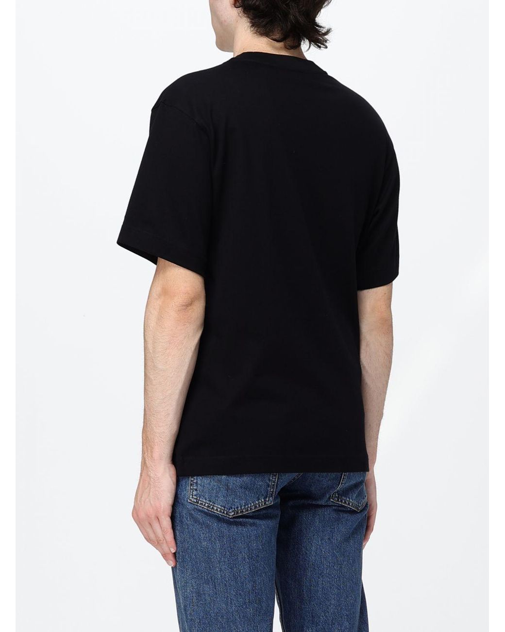 Burberry Black Slim Fit Cotton T-Shirt With Graphic Print And Contrast Logo for men