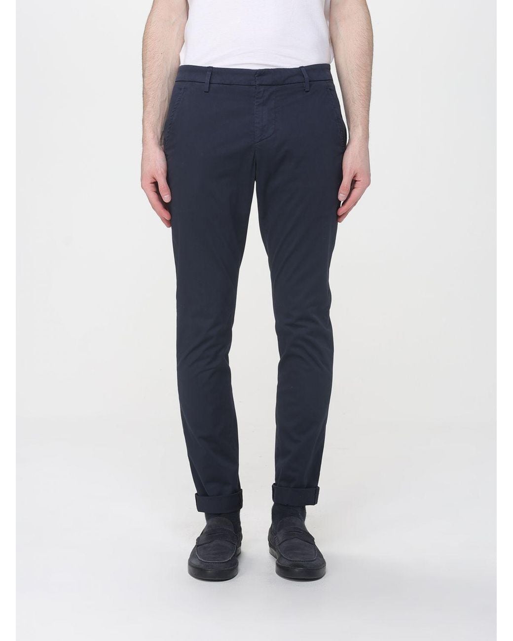 Dondup Blue Stretch Cotton Chino Trousers for men