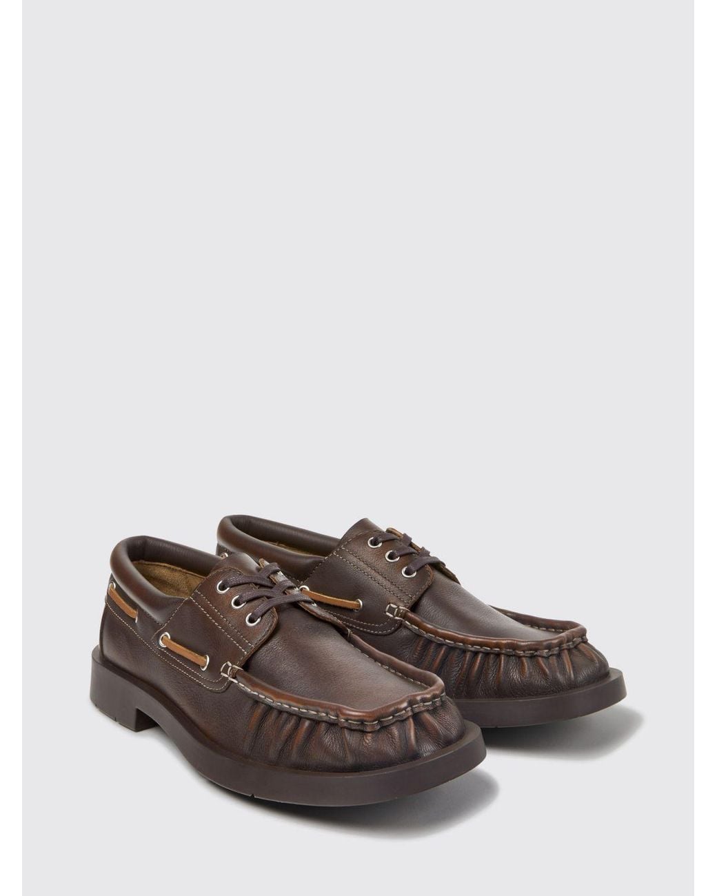 CAMPERLAB Brown Mil 1978 Smooth Calfskin Boat Shoes for men
