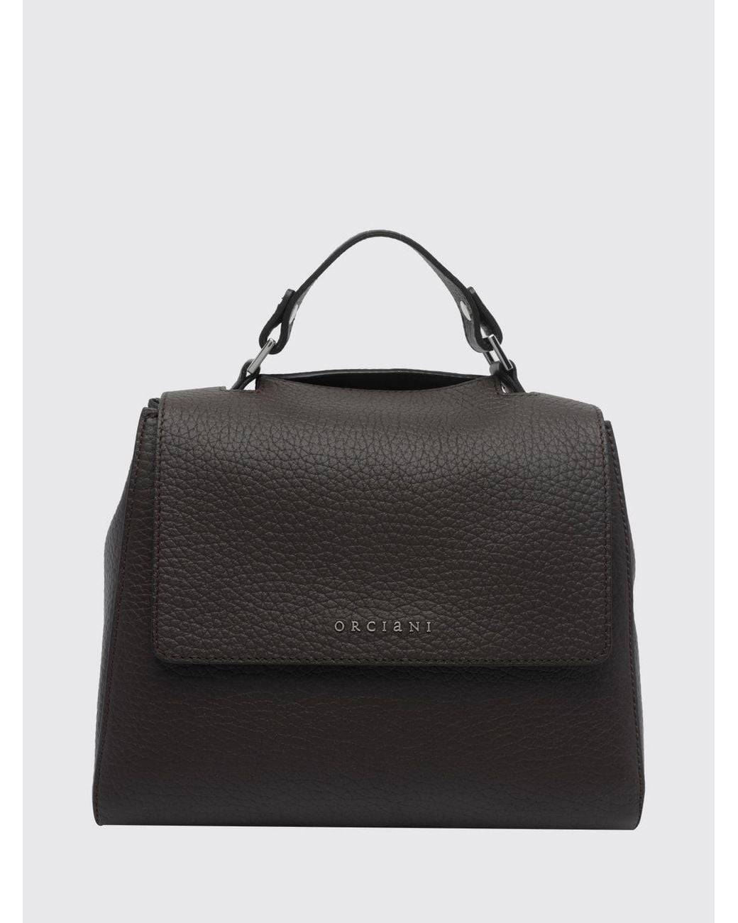 Orciani Black Sveva Hammered Leather Handbag With Handle And Shoulder Strap