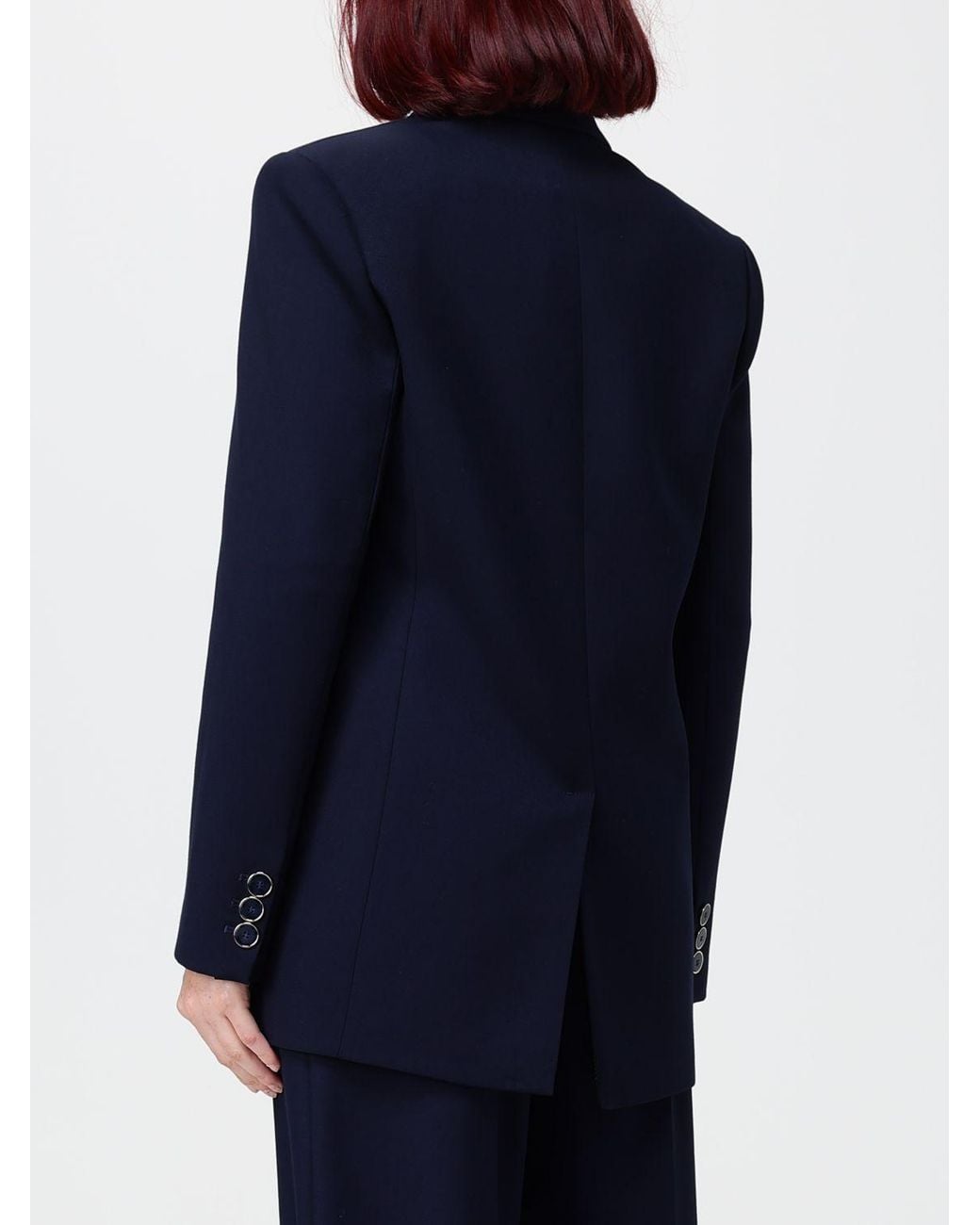 SIMONA CORSELLINI Blue Single-Breasted Cotton-Blend Blazer With Peak Lapels