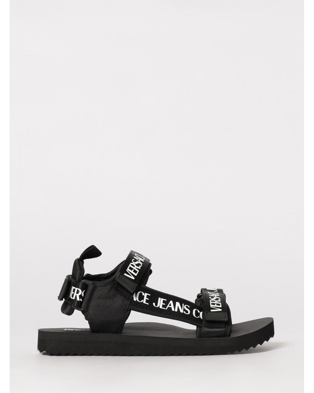 Versace Jeans Couture White Fabric Sandals With Printed Logo for men
