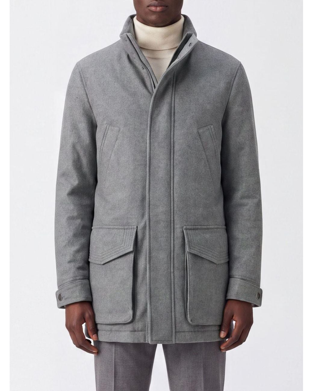 Brunello Cucinelli Gray Single-Breasted Short Coat for men