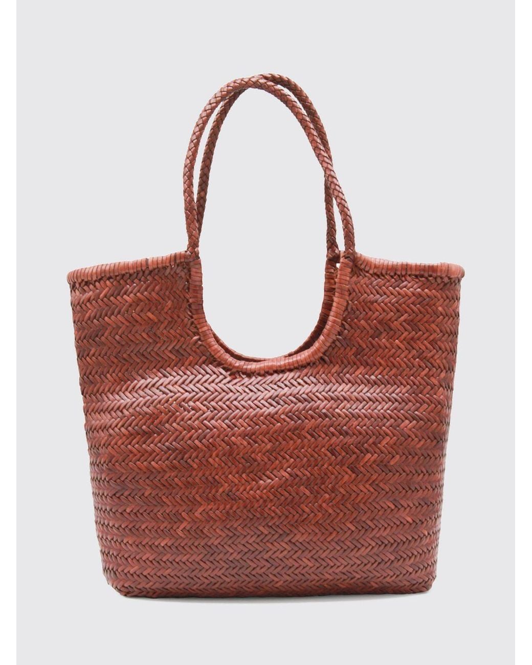Dragon Diffusion Red Ns Diagonal Triple Jump Woven Buffalo Leather Tote Bag