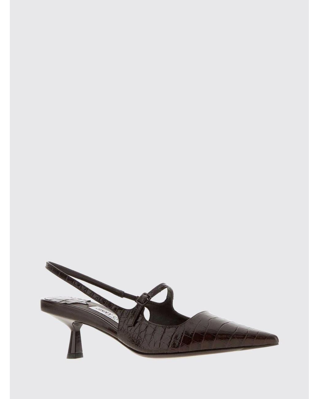 Jimmy Choo White Didi Croc-Effect Leather Slingbacks With Low Heel