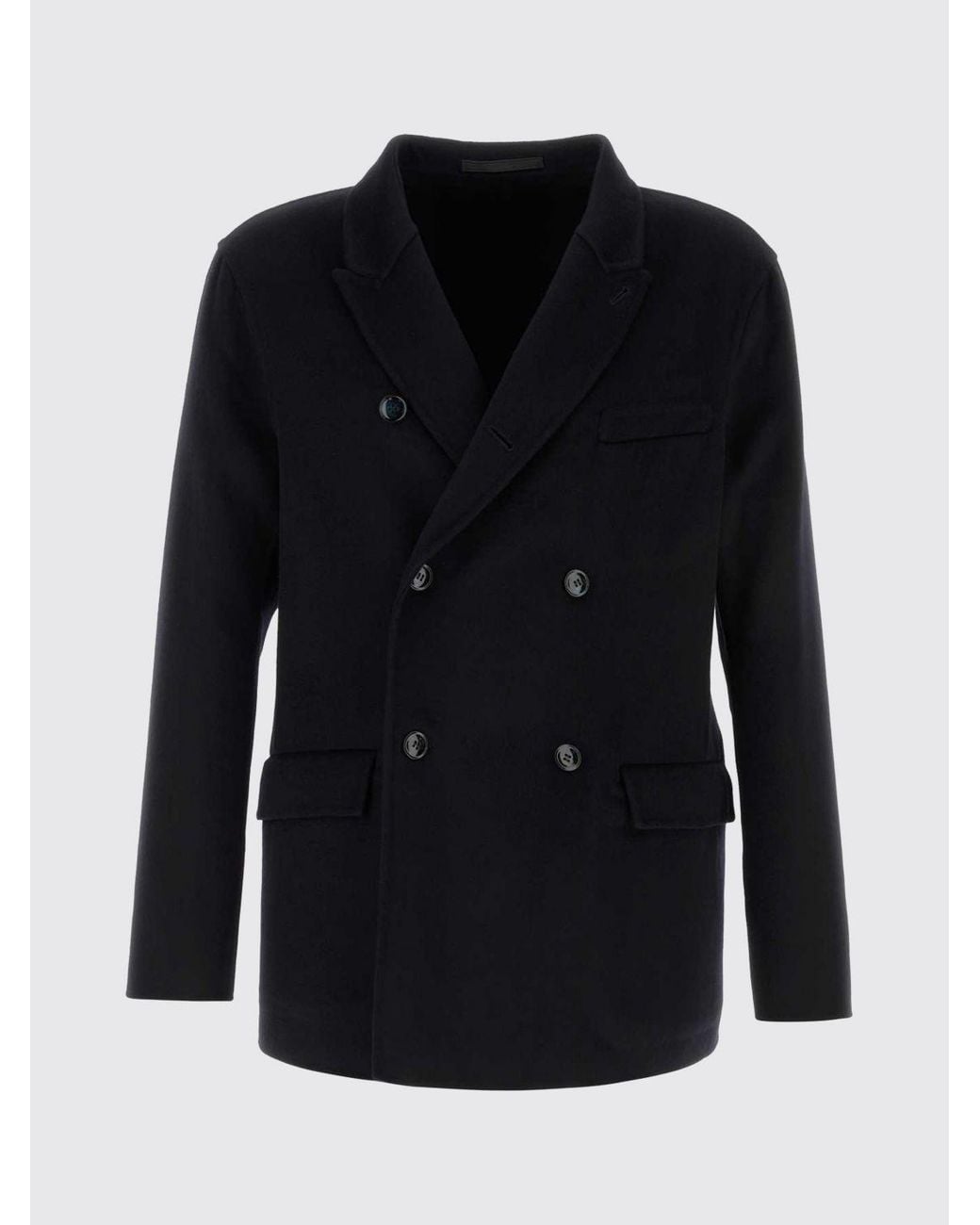 Giorgio Armani Blue Double-Breasted Cashmere Blend Blazer With Peak Lapels for men