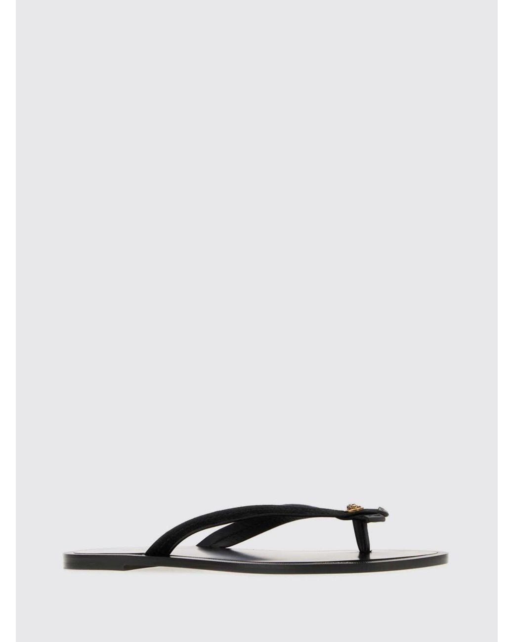 Versace White Suede Thong Sandals With Medusa Hardware Application for men