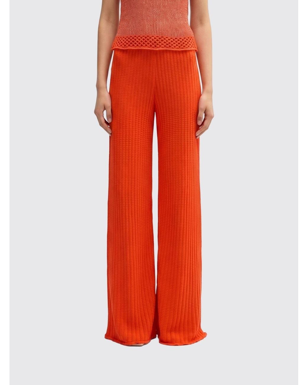 MACCAPANI Red Bouncy Palazzo Cotton Trousers