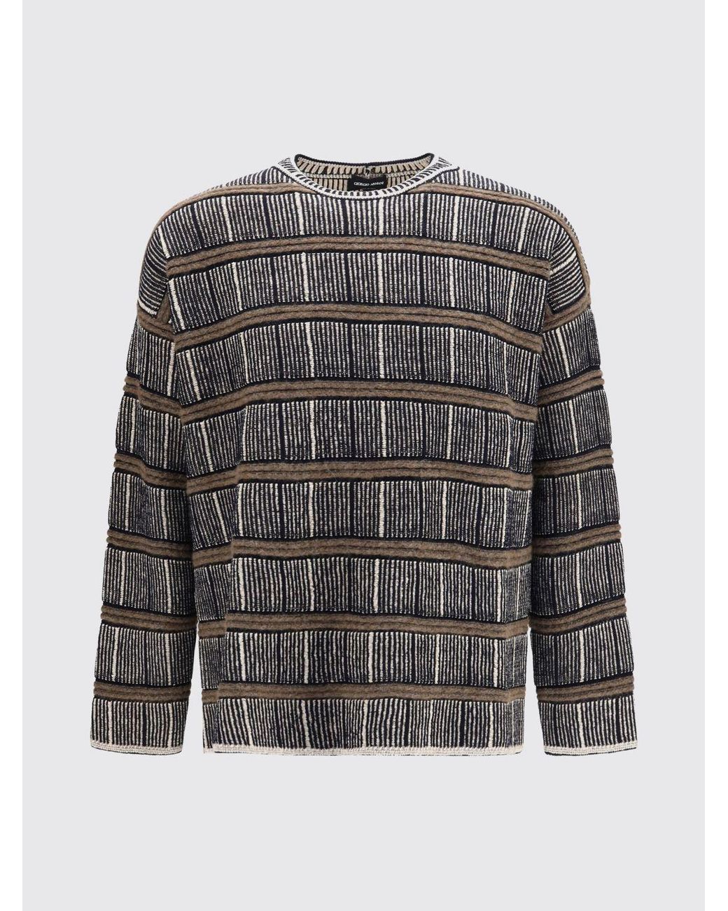 Giorgio Armani Gray Striped Crew-Neck Jumper for men