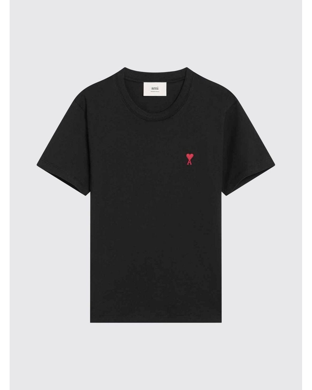 AMI Black Long-Sleeved Organic Cotton T-Shirt With Embroidered Logo for men