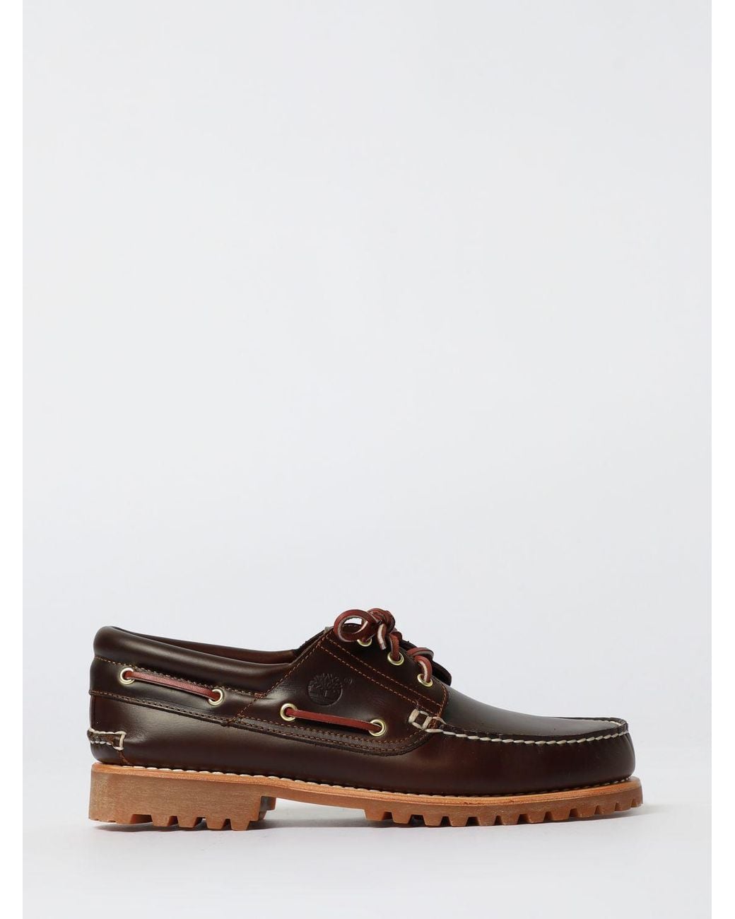 Timberland Brown Authentic 3-Eye Premium Leather Boat Moccasins for men