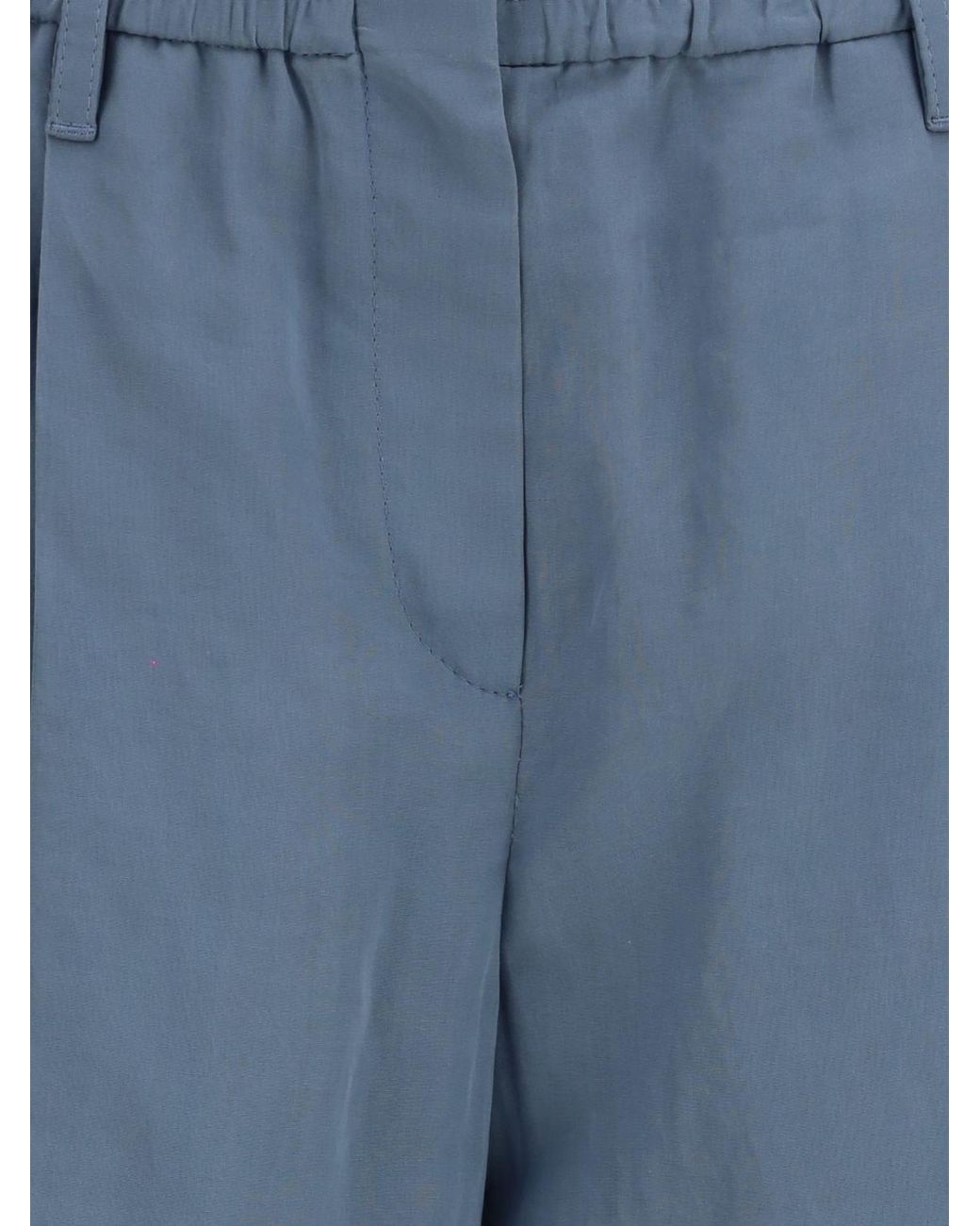 Brunello Cucinelli Blue Wide-Leg Cotton Trousers