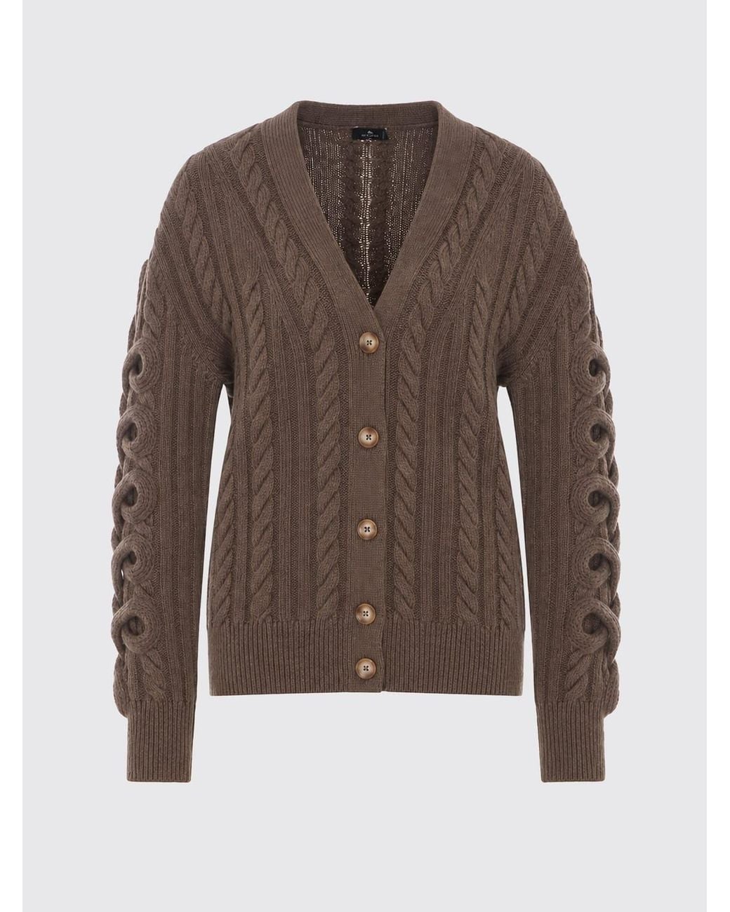 Etro Brown Cardigan Aus Wollmischung Mit V-Ausschnitt Und Knopfleiste