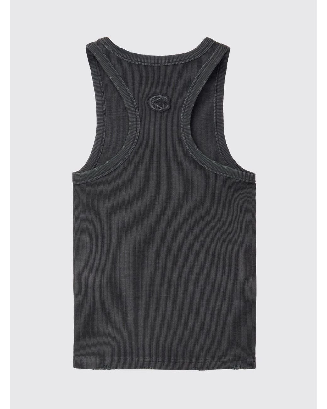 CAMPERLAB Blue Slim Fit Stretch-Cotton Tank Top With Cold Shoulders And Crew Neck