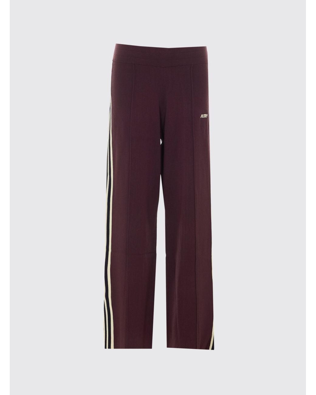 Autry Red Wool And Cashmere Knit Jogging Trousers With A High-Rise Drawstring Waist