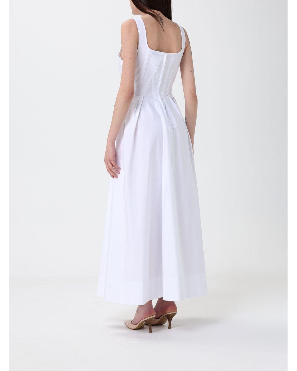 Sportmax White Cotton Midi Dress