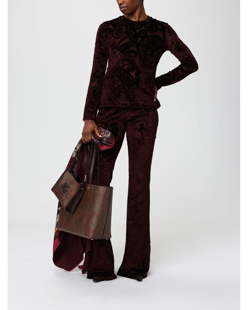 Etro Brown Essential Paisley Arnica Coated Cotton Bag