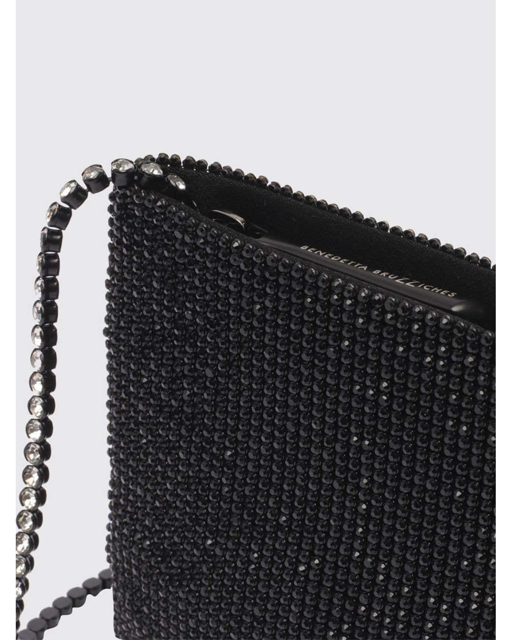 Benedetta Bruzziches Black Your Best Friend Crystal-Embellished Satin Mini Bag
