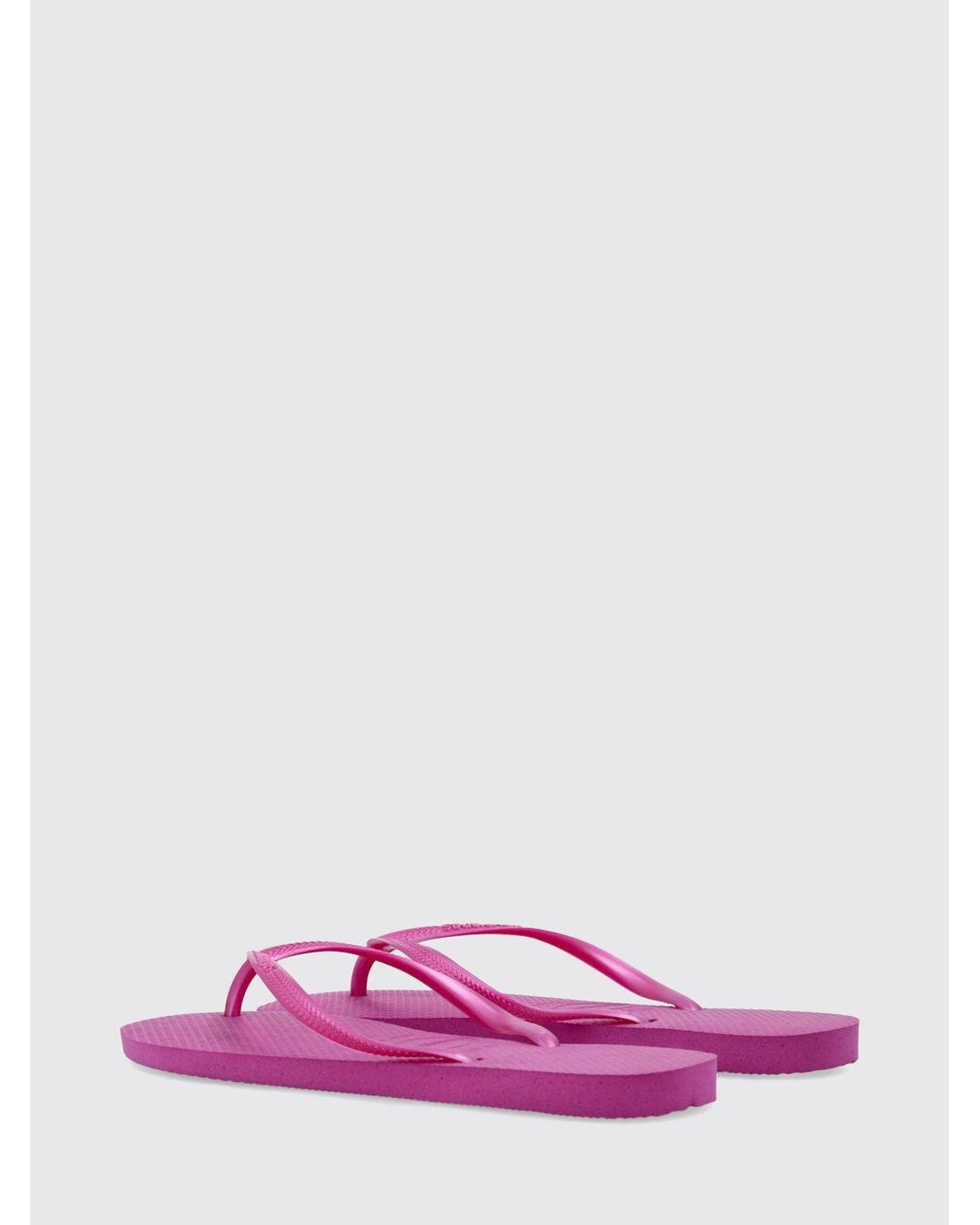 Havaianas Pink Slim Rubber Thong Sandals With Low Heel And Tone-On-Tone Logo