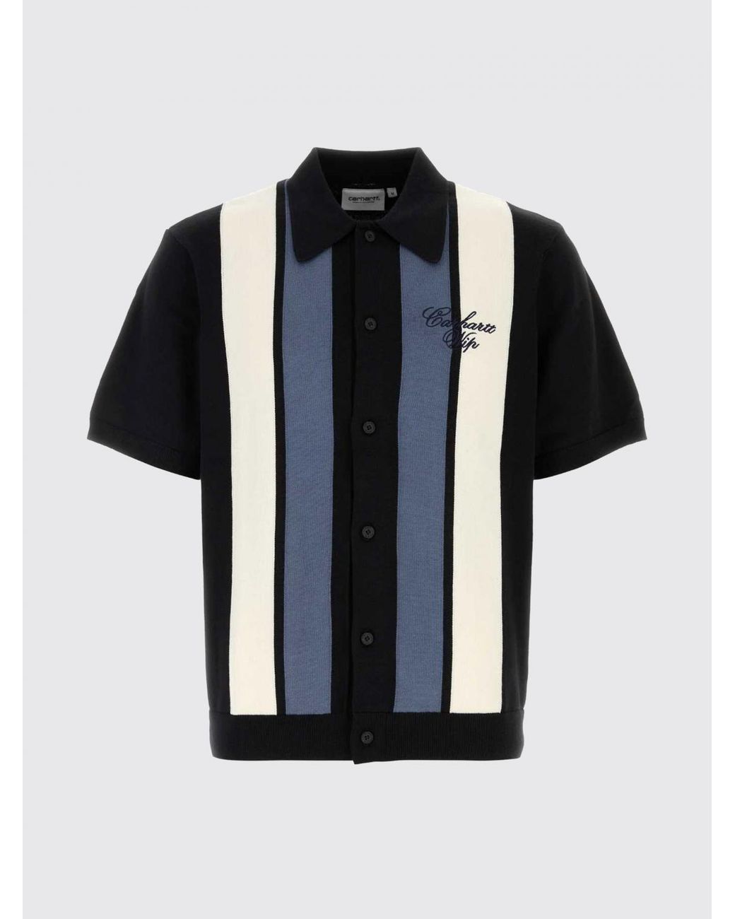 Carhartt Black Striped Short-Sleeve Cotton Knit Shirt for men