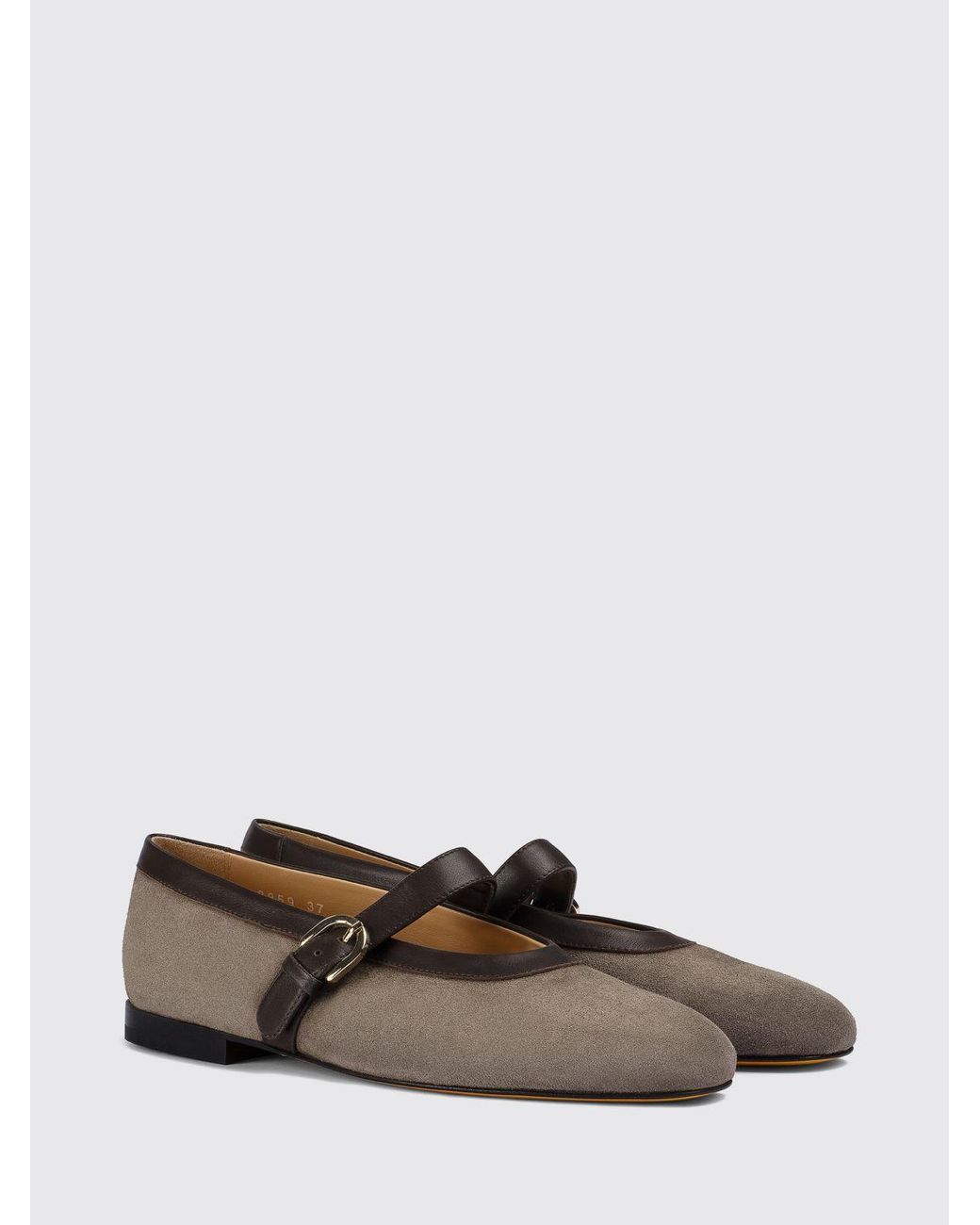 Doucal's White Mary Jane Suede Flats With Strap