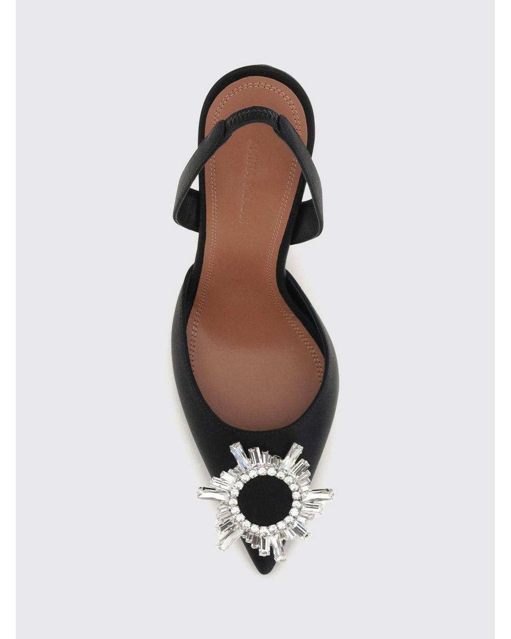 AMINA MUADDI Black Begum Satin Slingback Pumps With Jewel Buckle