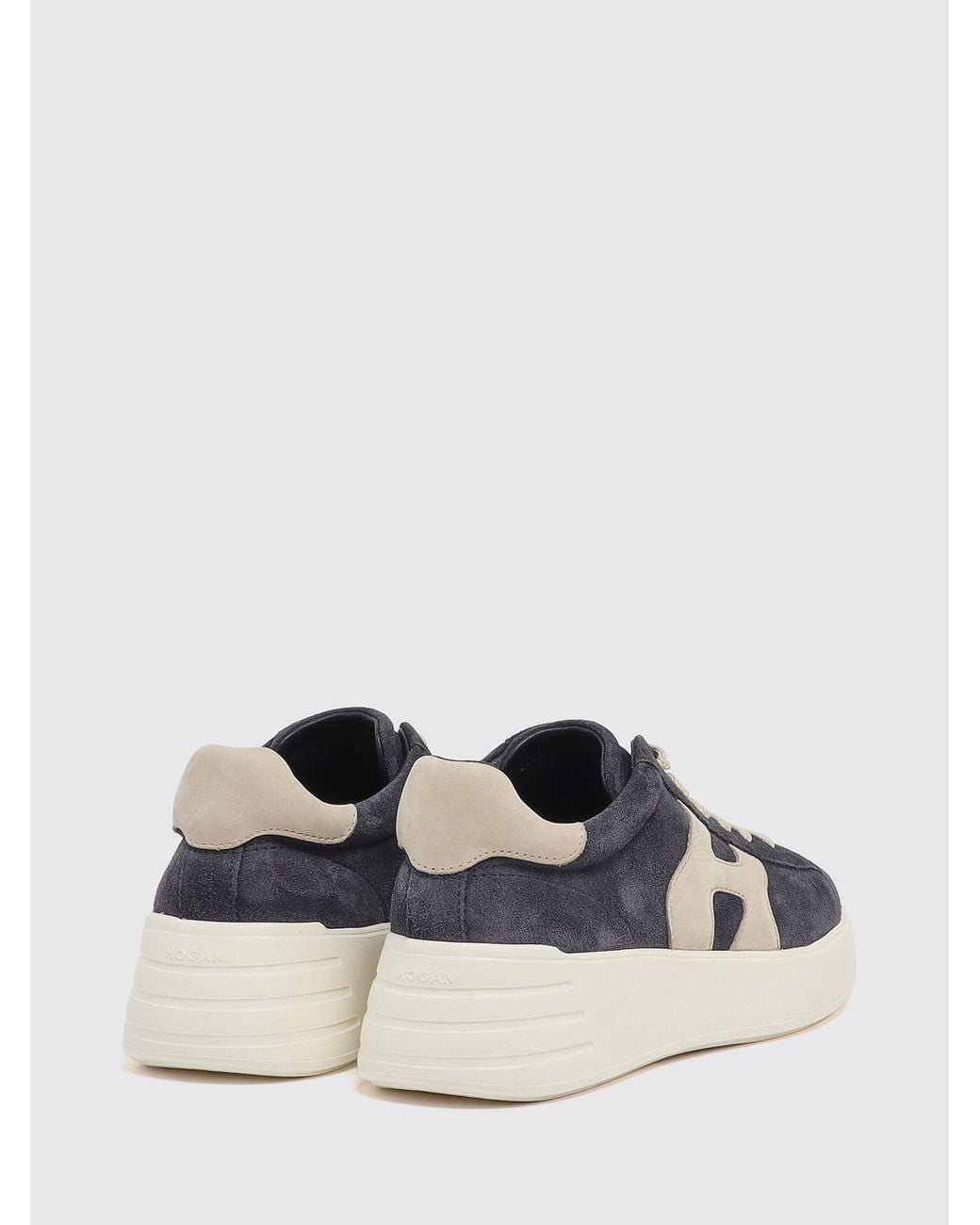Hogan White Rebel Leather And Suede Sneakers With Chunky Sole