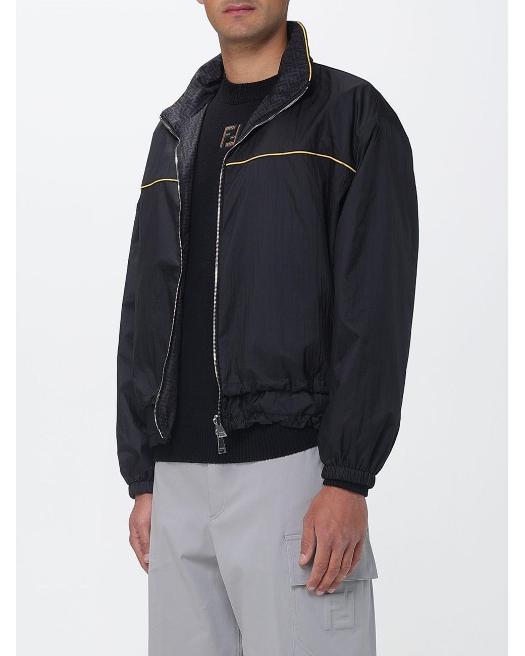 Fendi Blue Nylon Windbreaker With Hood for men