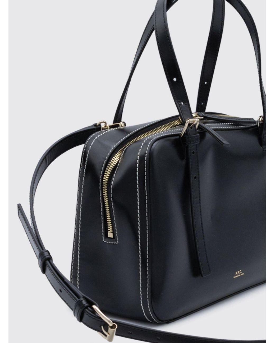 A.P.C. Black Virginie Smooth Leather Handbag With Removable Shoulder Strap