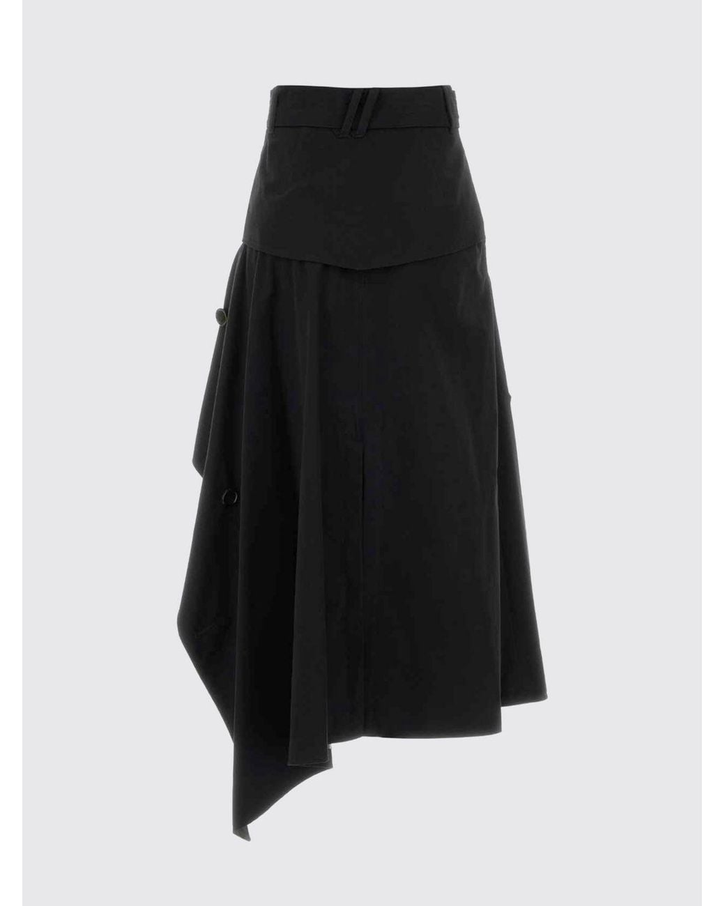 Burberry Black High-Waisted Asymmetrical Midi Skirt