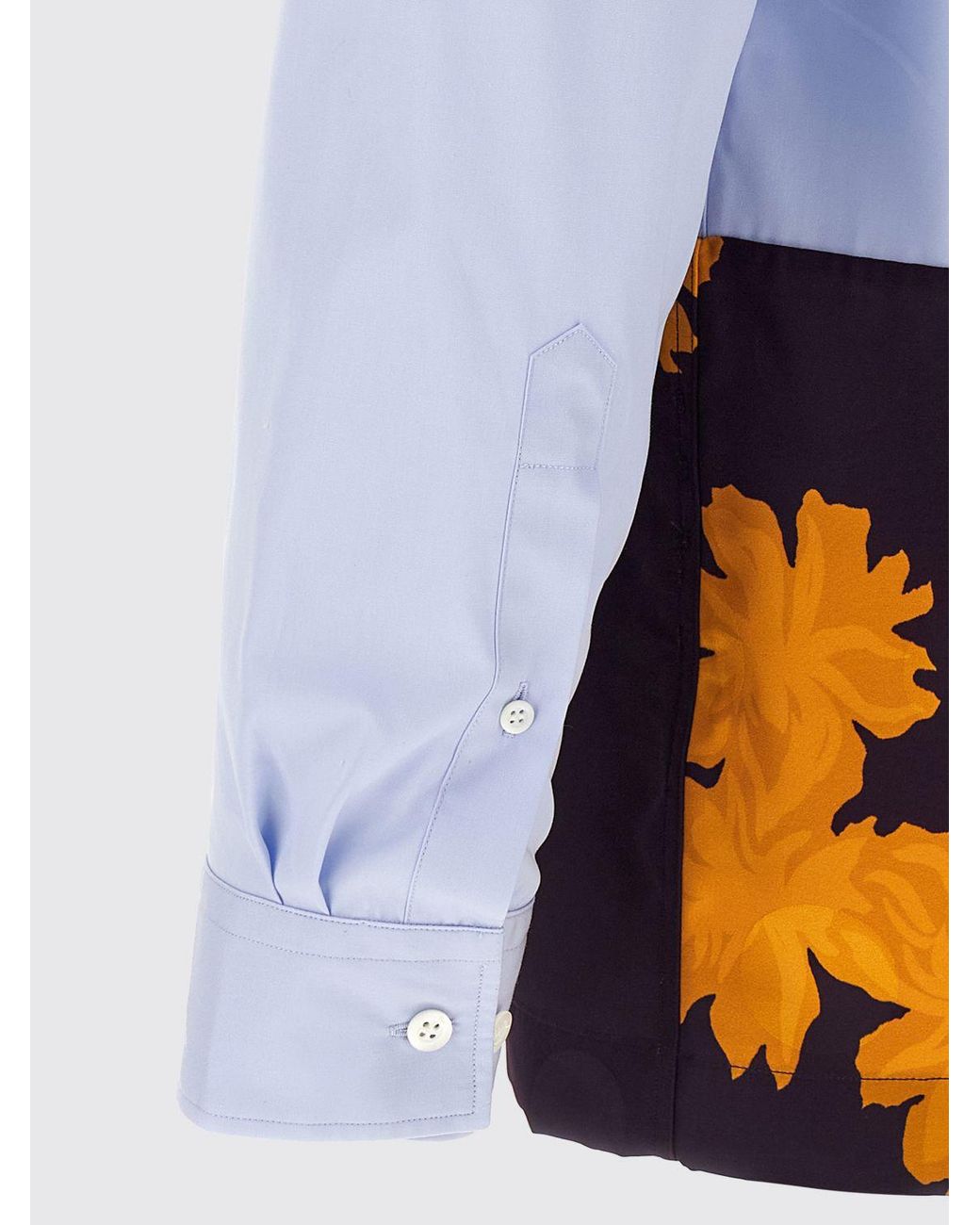 Dries Van Noten Blue Patchwork Cotton Blend Shirt for men