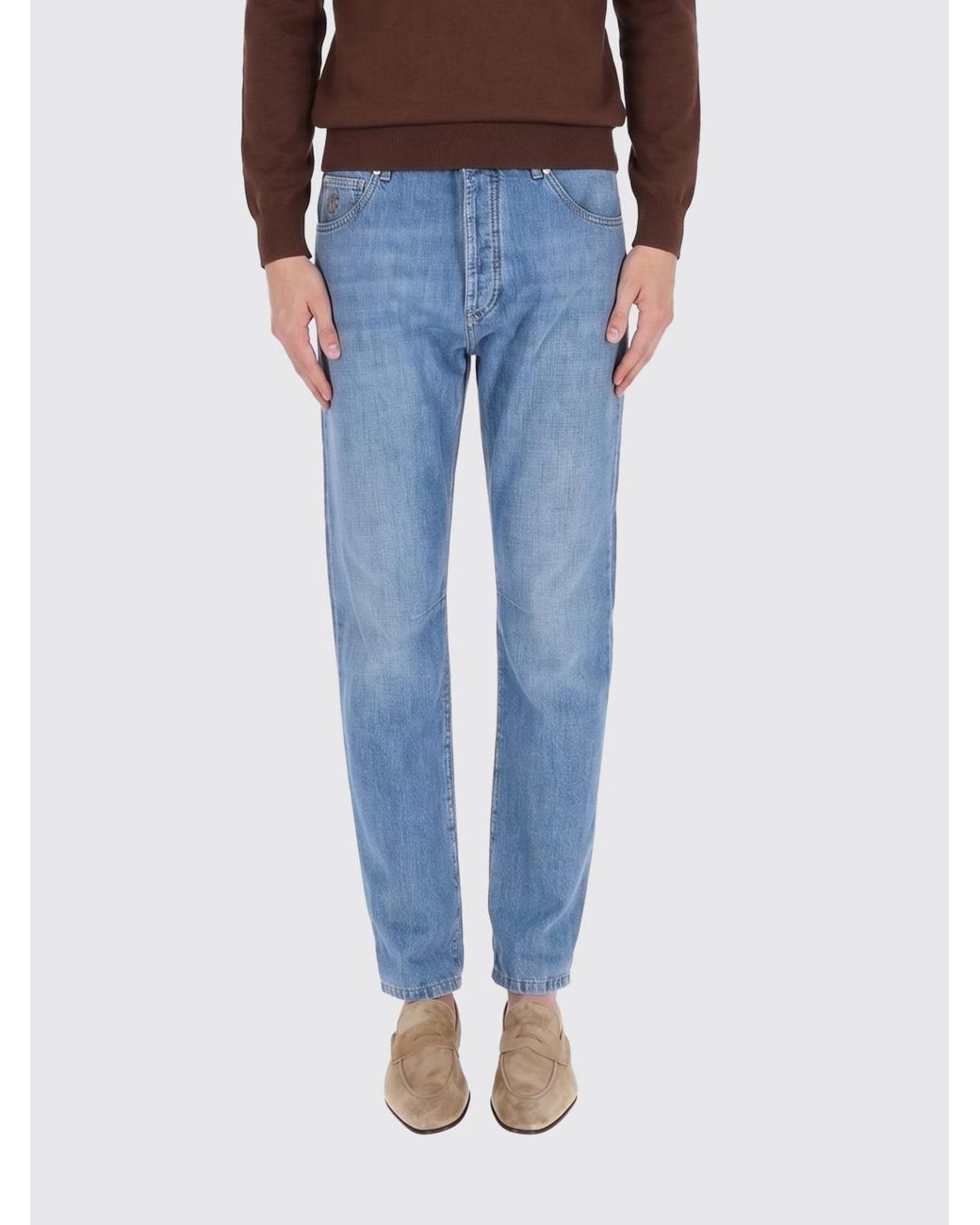 Brunello Cucinelli Blue Slim Fit Denim Jeans for men