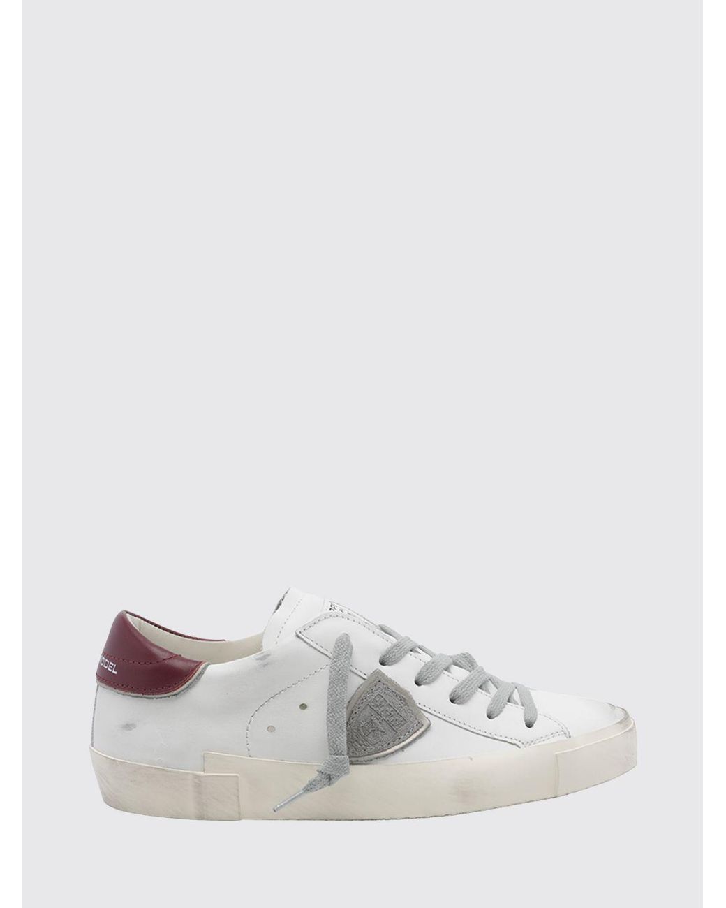 Philippe Model White Zweifarbige Prsx Low-Top-Sneakers Aus Kalbsleder Mit Wappen