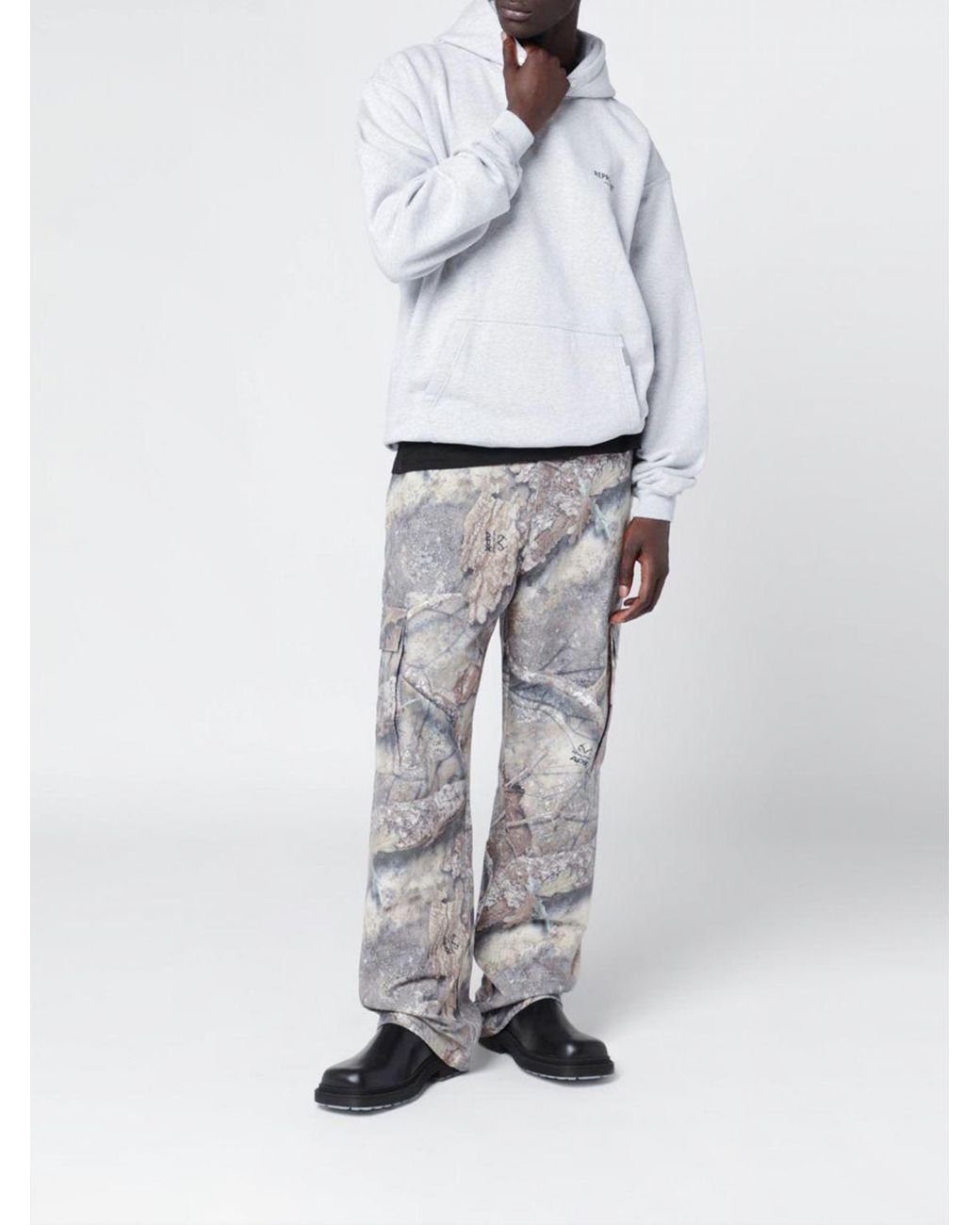 Represent White Oversized Cotton Hoodie With Logo for men