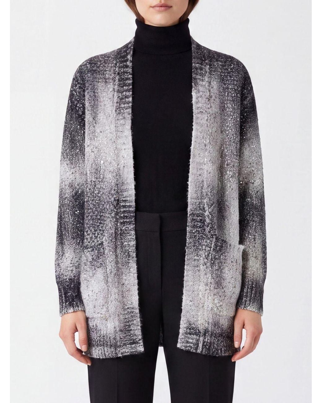 Avant Toi Blue Cotton And Wool Blend Cardigan With Abstract Pattern And Patch Pockets