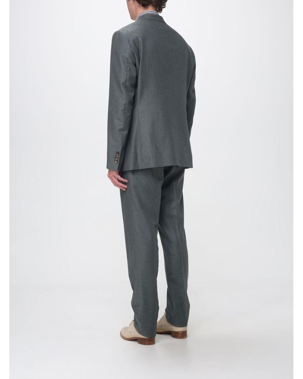 Etro Gray Single-Breasted Wool Suit With Classic Lapels And Patch Pockets for men